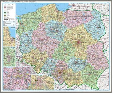 mapa administracyjno drogowa polski Mapa ścienna Ekograf Polska Mapa Ścienna Administracyjno Drogowa 