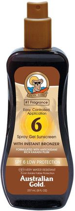 Australian Gold Sunscreen Spray Gel Bronzer Spf6 Spray Żel Z Bronzerem Do Opalania 237 ml 