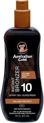 Australian Gold Sunscreen Spray Gel Bronzer Spf10 Spray Żel Z Bronzerem Do Opalania 237 ml 