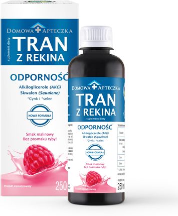 Domowa Apteczka Tran z rekina grenlandzkiego, smak malinowy 250ml