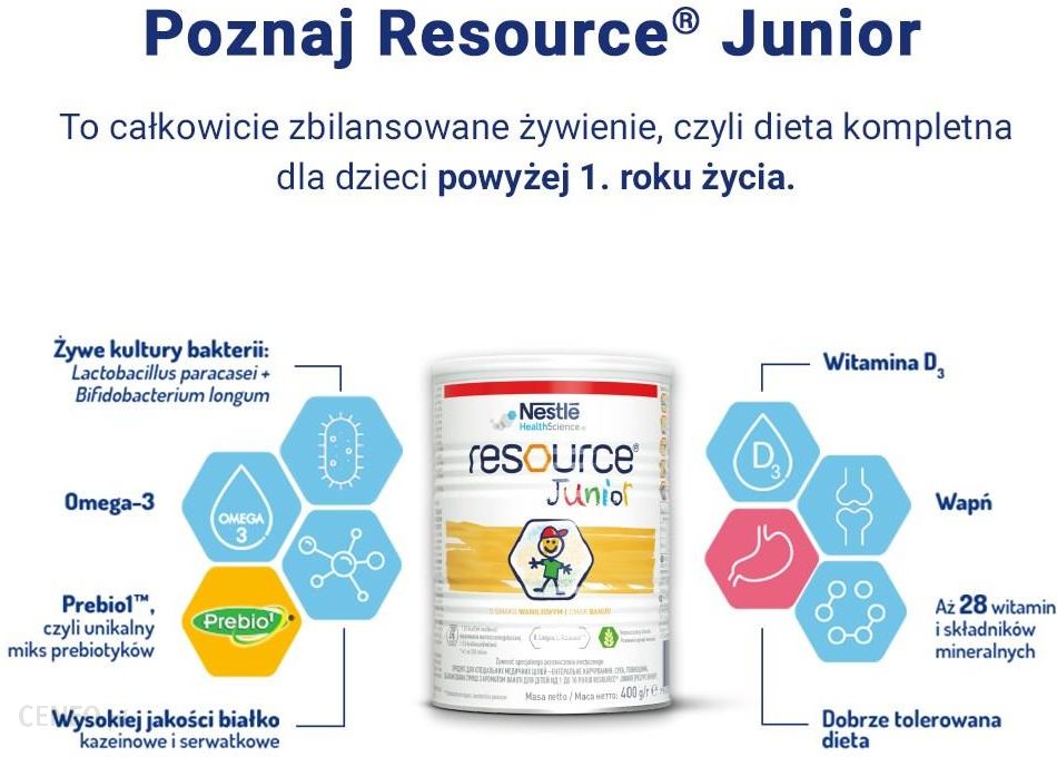 Nestle Resource Junior Preparat Odżywczy Waniliowy Po 12 Miesiącu 400g