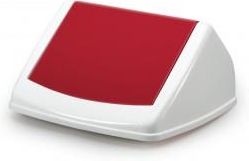 Durable Durabin Flip-Lid 40 Square Pokrywa Do Pojemnika 40 L, Prostokątna, Biało-Czerwona