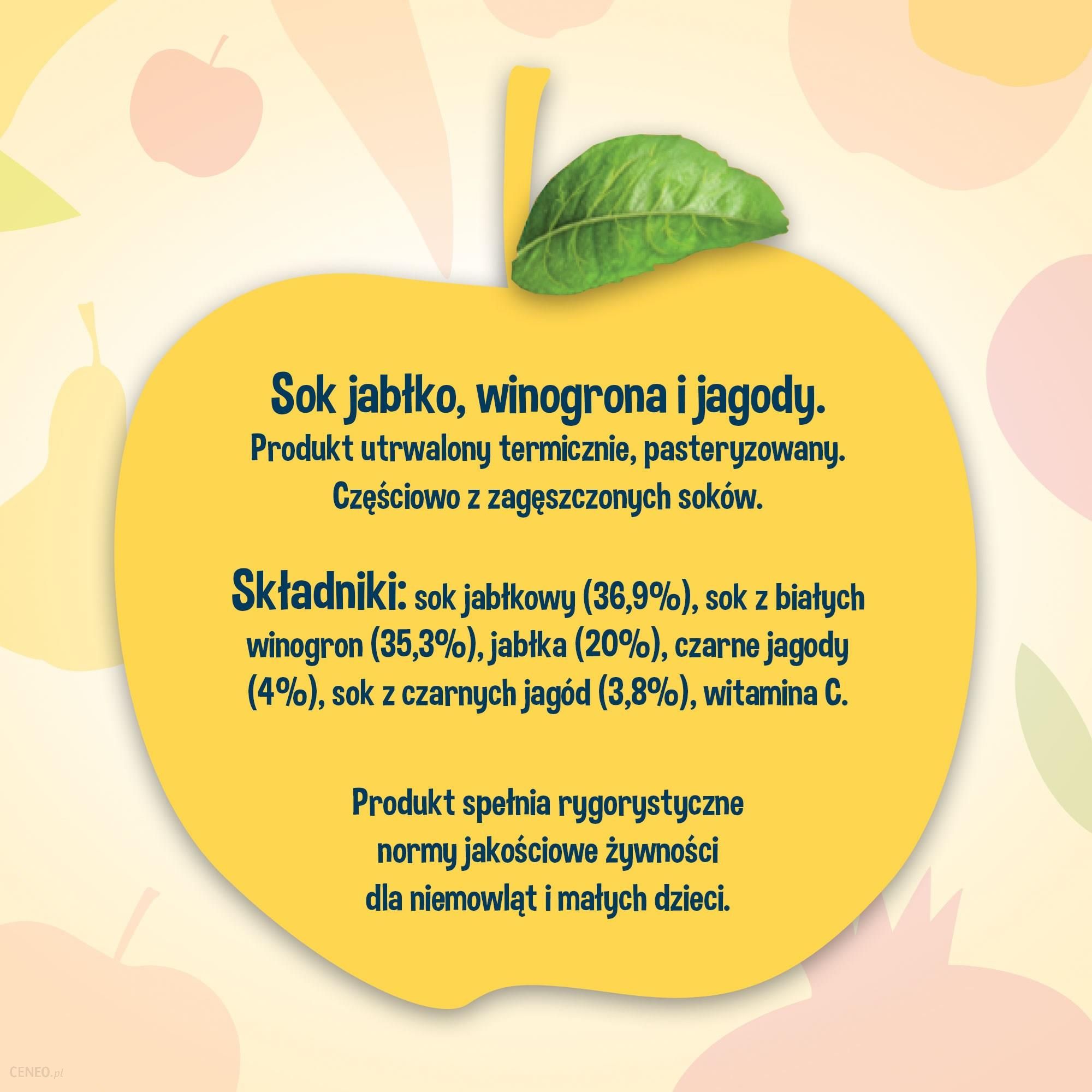 Bobo Frut Sok 100% Jabłko Winogrona Jagoda dla niemowląt po 4 Miesiącu 300ml