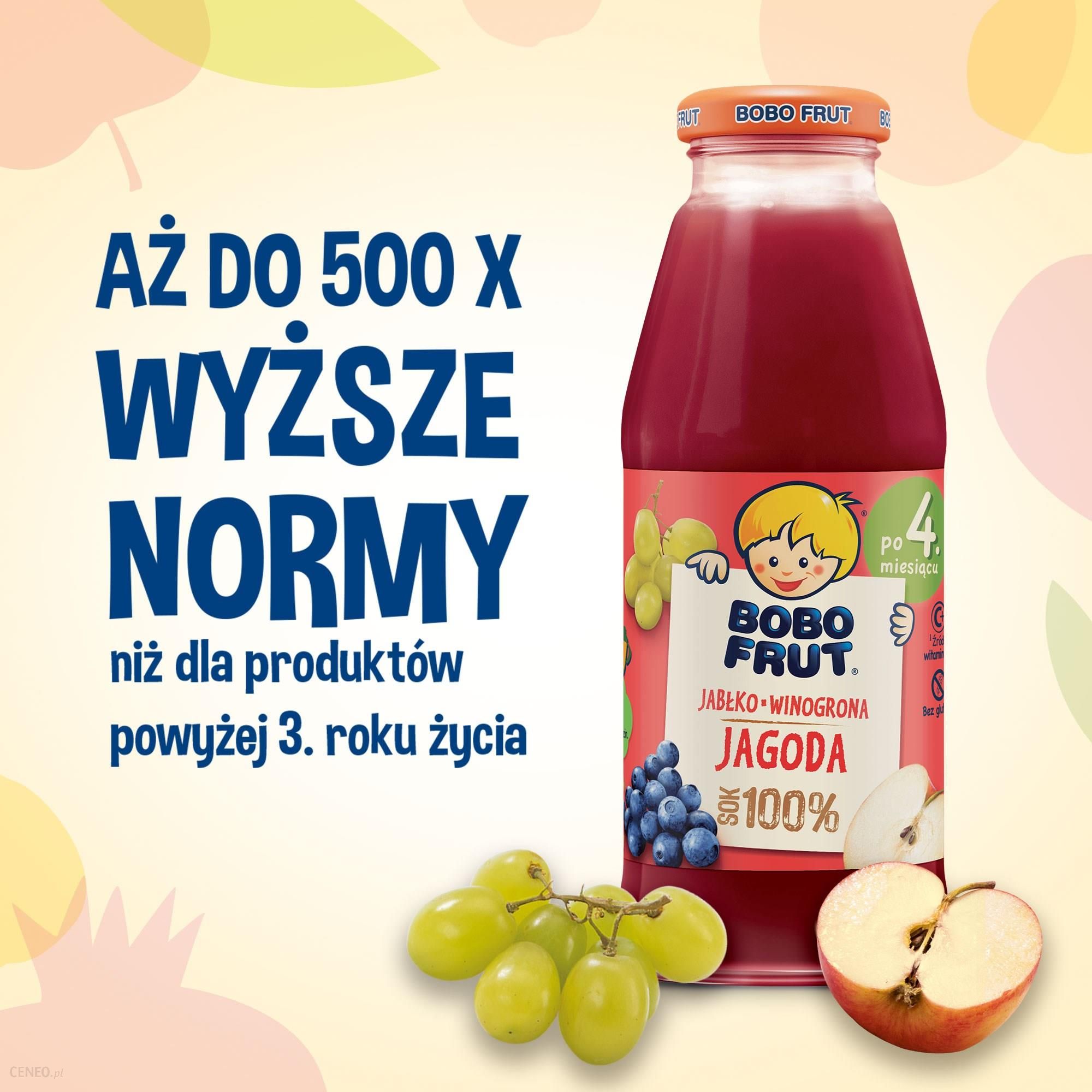 Bobo Frut Sok 100% Jabłko Winogrona Jagoda dla niemowląt po 4 Miesiącu 300ml