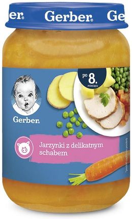 Gerber Obiadek Jarzynki Z Delikatnym Schabem dla niemowląt po 8 Miesiącu 190g