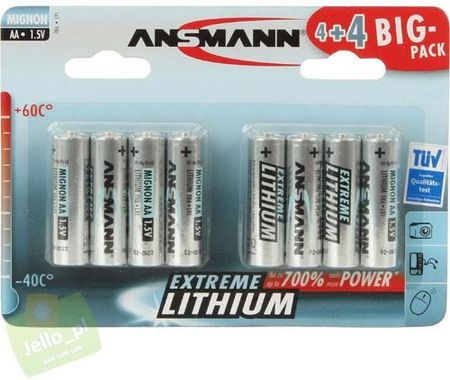 Ansmann 4+4 Extreme Lithium AA Mignon Big Pack (1512-0012)