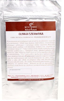 Biocosmetics Glinka czerwona do cery tłustej i normalnej trądzik różowaty 100 g
