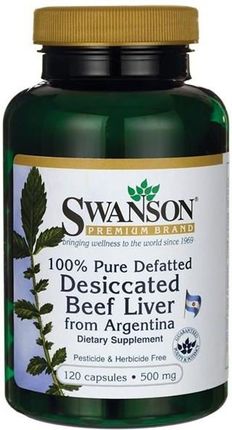 Swanson Beef liver 120kaps 100% odtłuszczona i wysuszona wątroba wołowa