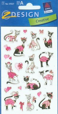 Avery Dennison Naklejki Papierowe Z Design Creative Różowe Koty