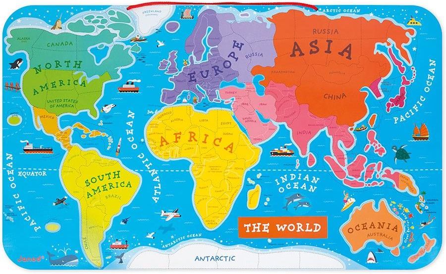 Janod Puzzle Magnetyczne Mapa Świata J05504 - zdjęcie 2 Janod Puzzle Magnetyczne Mapa Świata J05504