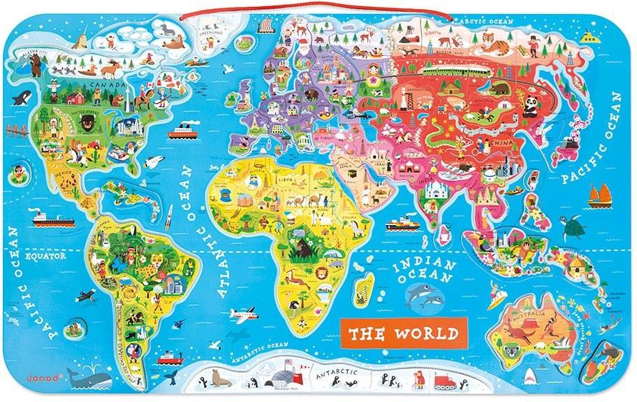 Janod Puzzle Magnetyczne Mapa Świata J05504 - zdjęcie 3 Janod Puzzle Magnetyczne Mapa Świata J05504