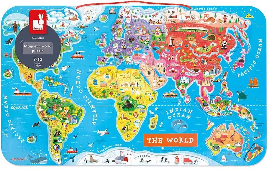 Janod Puzzle Magnetyczne Mapa Świata J05504 - zdjęcie 4 Janod Puzzle Magnetyczne Mapa Świata J05504