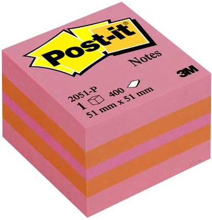 Post-It Karteczki Samoprzylepne 3M Mini Kostka Samoprzylepna Różowa 400 Kartek 51X51Mm 2051P (S2051P)