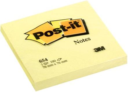 3M Post-it Karteczki Samoprzylepne Żółte 76X76Mm 654 (S654)