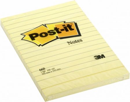 3M Post-it Karteczki Samoprzylepne Żółte W Linie 102X152Mm 660 (S660)