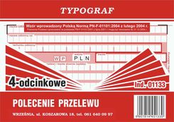 Typograf Polecenie Przelewu Wpłata Gotówkowa 4 Odcinkowe A6 (1133)