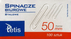 Zdjęcie Tetis Spinacze Biurowe 50 Mm - Szczytno