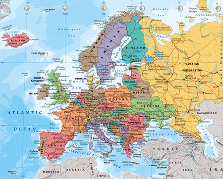 Polityczna Mapa Europy - plakat