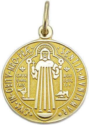 NorbiSrebro złoty Medalik Św. Benedykta Próba 585