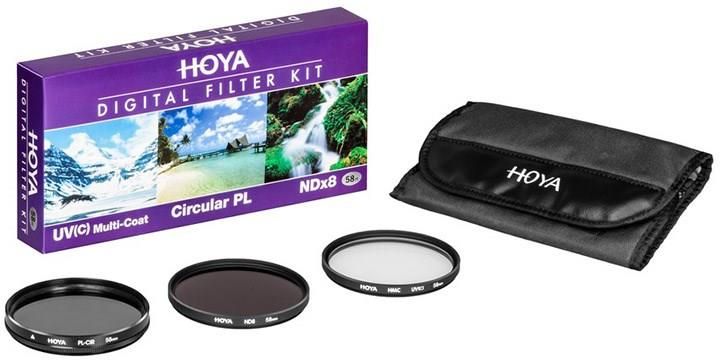 Kit Filtres Hoya 46mm - UV, Polarisant Et ND8 - Étui Inclus