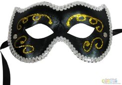 Zdjęcie Maska karnawałowa wenecka z brokatem – czarna - 1 szt. - Człuchów