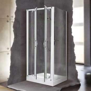 Novellini Drzwi prysznicowe składane LUNES B 78 szkło przejrzyste profil biały LUNESB78-1D