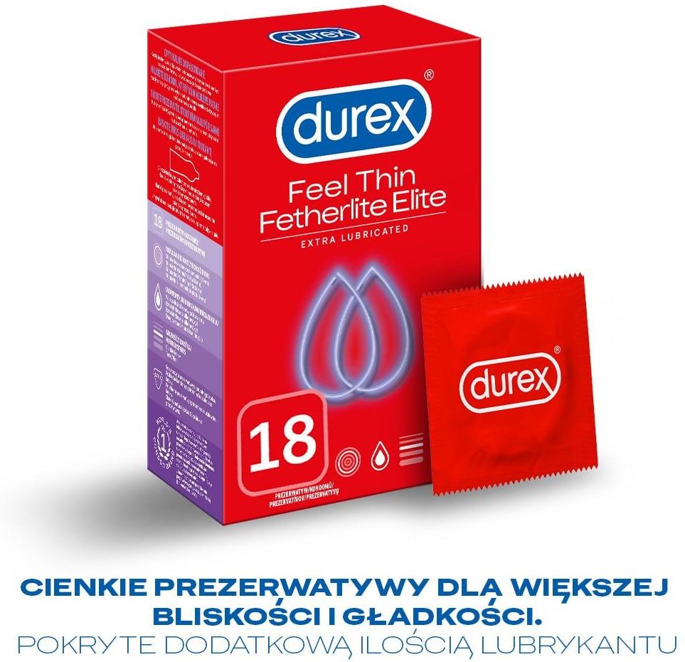 Durex prezerwatywy Feel Thin Fetherlite Elite 18 szt. - zdjęcie 6 Durex prezerwatywy Feel Thin Fetherlite Elite 18 szt.