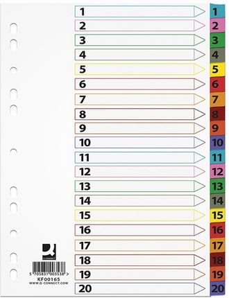 Q-Connect Przekładki A4/20 Kartonowe Kolor Numeryczne Mylar