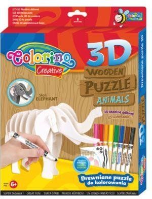 Colorino Puzzle Drewniane 3D Słoń