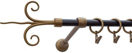 Lazur Karnisz Motyw Kute Stare Złoto + Wenge, Pojedynczy 16 Fantazja 120cm