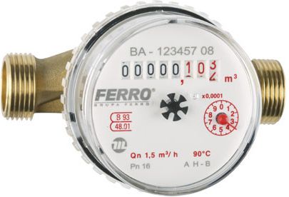 Ferro Wodomierz MID jednostrumieniowy suchobieżny 1/2" do 90°C (CDSD15ACPLUS)