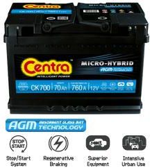 CENTRA Start-Stop CK800 Batterie 12V 80Ah 800A B13 AGM-Batterie CK800