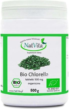 NatVita: algi chlorella tabletki 100% 500 mg BIO - 1000 szt.