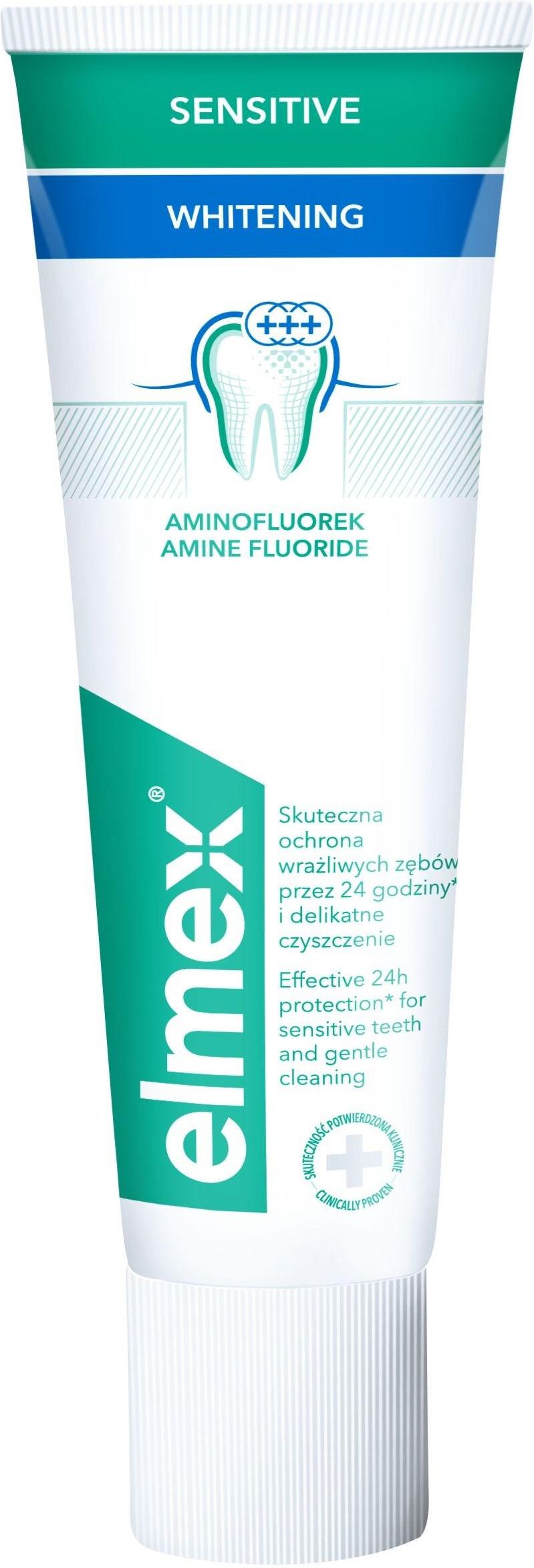 elmex Sensitive Whitening delikatnie wybielająca pasta do zębów na nadwrażliwość z aminofluorkiem 75 ml - zdjęcie 4 elmex Sensitive Whitening delikatnie wybielająca pasta do zębów na nadwrażliwość z aminofluorkiem 75 ml