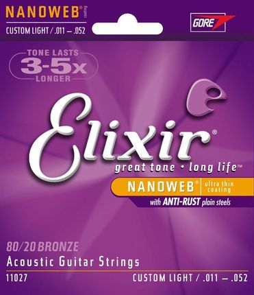 Elixir Acoustic NANOWEB 80/20 Bronze Custom Light