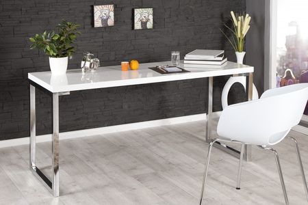 White Desk Biurko Białe Wysoki Połysk 160X60X76Cm - I21142