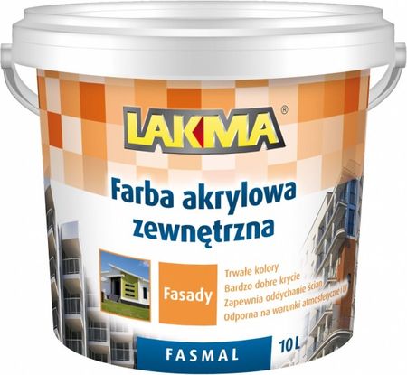 Lakma Akrylowa Fasadowa Fasmal Biała 10L