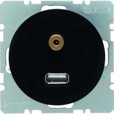 Berker Gniazdo Usb/3.5 Mm Audio R.1/R.3 Czarny Połysk (3315392045)