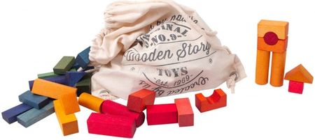Wooden Story - Klocki Kolorowe 100 Szt. W Worku