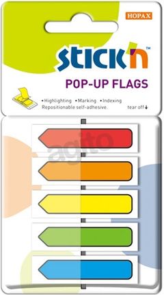Hopax Stick'N Zakładki Indeksujące W Podajniku 50Szt/5 Kolorów Strzałka 26003
