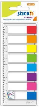 Hopax Stick'N Zakładki Indeksujące 120Szt/8 Kolorów Neon + Linijka 21467