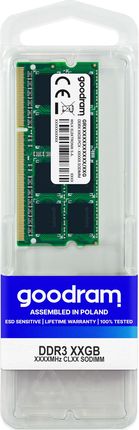 Pamięć RAM GOODRAM DDR3 8GB 1600MHz CL11 SO-DIMM (GR1600S3V64L11/8G)