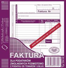 Zdjęcie Faktura Dla Podatników Zwolnionych Podmiotowo Z Podatku Od Towarów I Usług 204-4E 2/3 A5 - Bytów
