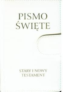 Pismo Święte ST i NT małe białe z zapięciem