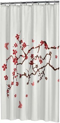 Zasłona prysznicowa Sealskin Blossom poliester 180x200 cm czerwona (233451359)