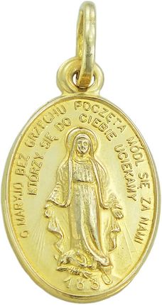 NorbiSrebro Piękny złoty Cudowny Medalik Matki Boskiej Próba 585 !!!