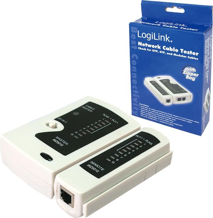 LogiLink Tester kabli do złącz RJ11 RJ12 RJ45 z jednostką zdalną (WZ0010) - zdjęcie 1 LogiLink Tester kabli do złącz RJ11 RJ12 RJ45 z jednostką zdalną (WZ0010)