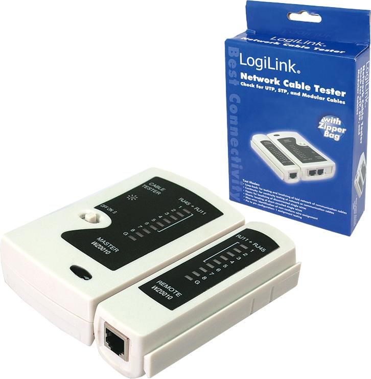 LogiLink Tester kabli do złącz RJ11 RJ12 RJ45 z jednostką zdalną (WZ0010)