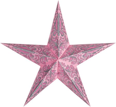 Batek Lampion gwiazda, 5 ramion, różowo-srebrny