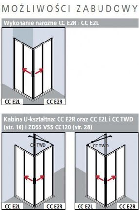 Kermi Cada XS Wejście narożne 2-częściowe(drzwi przesuwne) część lewa 120cm CCE2L12020VPK